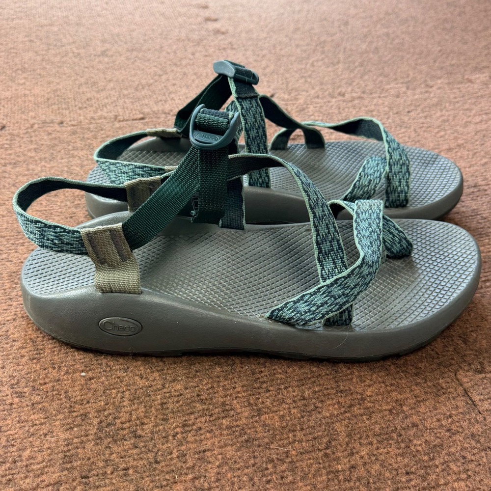 Chaco Z Cloud 2 Mens 13 Green Blue Patterned Toe Loop Hiking Sandals J106173 B+